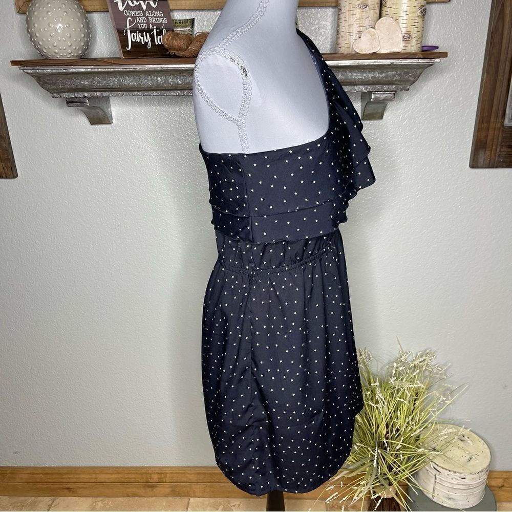 Vintage Y2K Indulge Midnight Blue Star Ruffle Single Shoulder Dress Size Medium - Picture 6 of 12